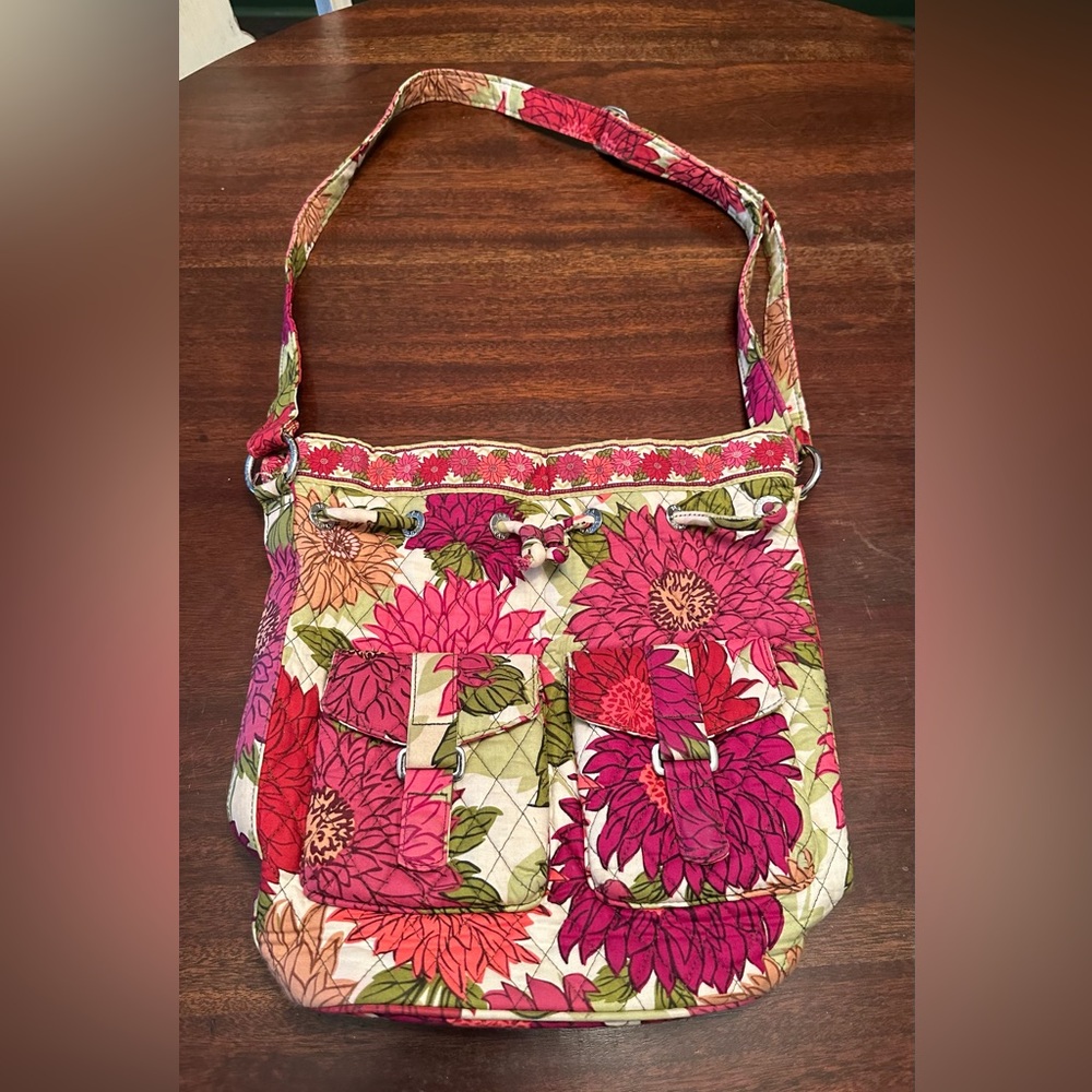 Vera Bradley Hello Dahlia Cinch Bucket Crossbody Bag